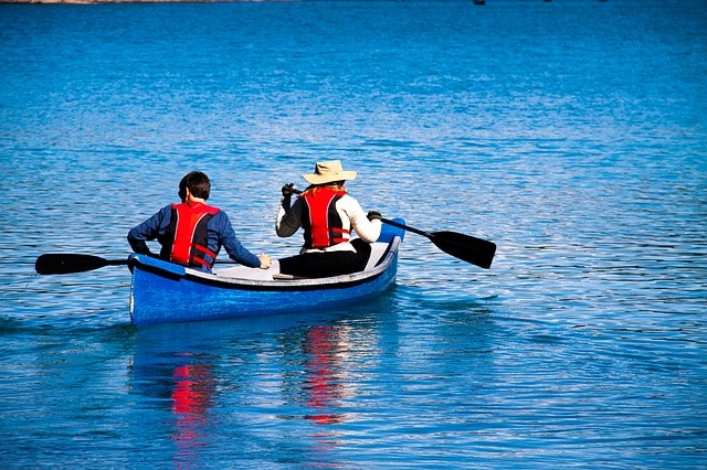 Two People Canoeing