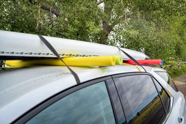 Using Pool Noodles as a Makeshift Roof Rack for Your Car