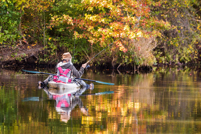 River Fishing in a Kayak