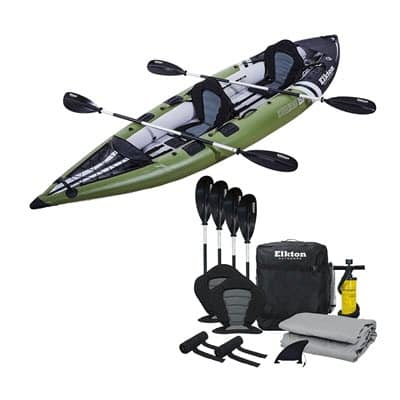 Elkton Outdoors Steelhead Inflatable Tandem Fishing Kayak - Best Inflatable Tandem Fishing Kayak